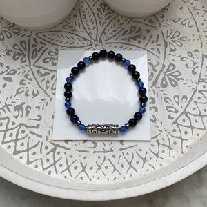 Blue Tiger eye beaded bracelet for men